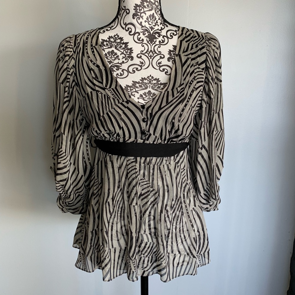 EUC Ted Baker Zebra Print Silk Blouse (Ted 1/US S)
